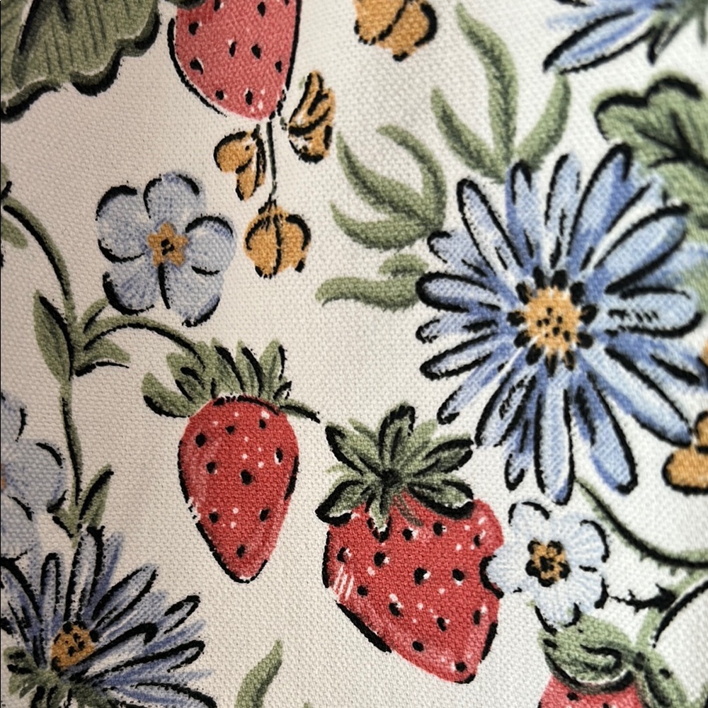 Strawberries floral Tote Bag with Blue Handles, NWT - Picture 4 of 7